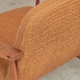 Paire de fauteuils Tchèque tissu chiné moutarde 1960