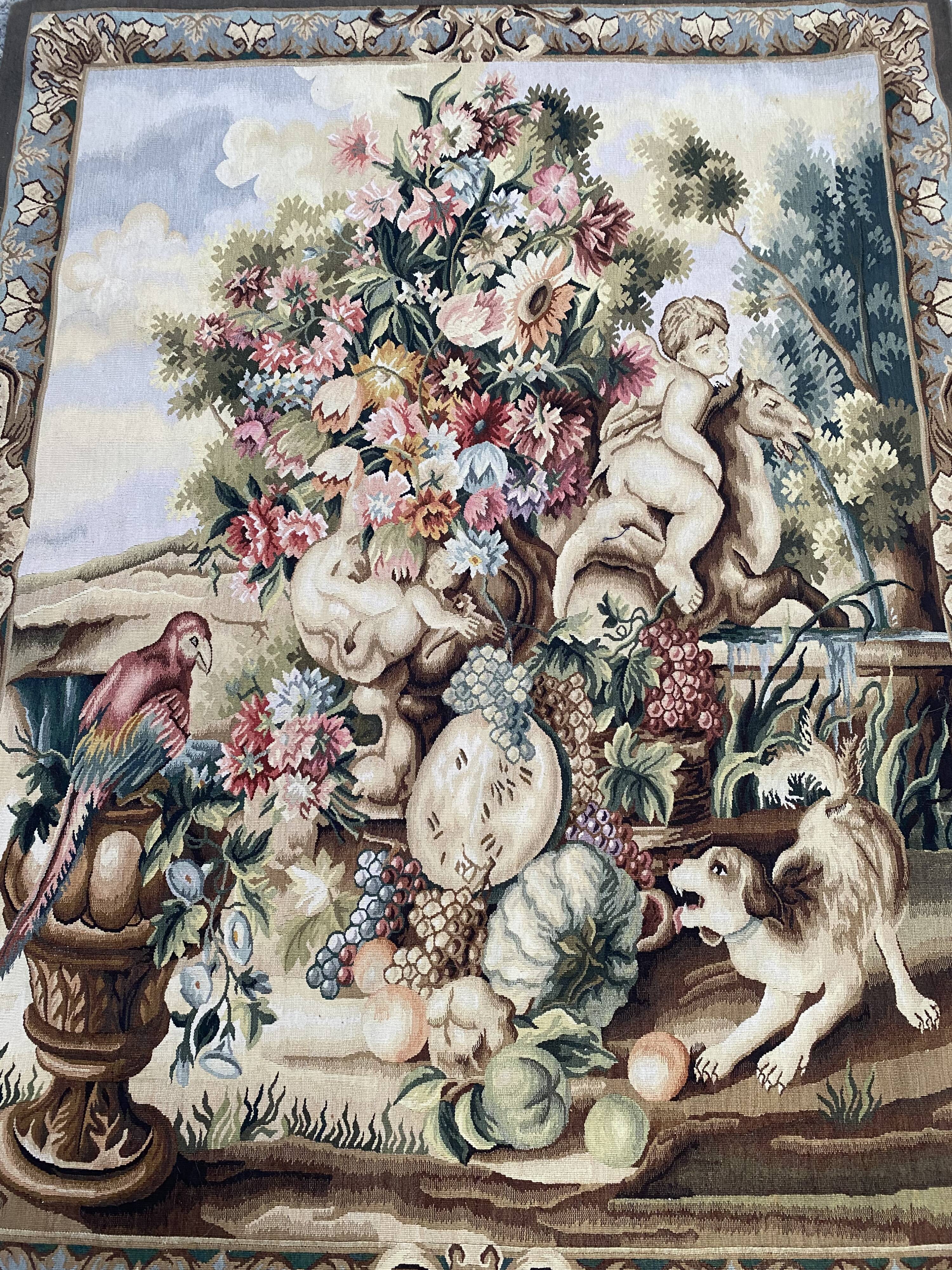 Handmade aubusson vintage tapestry 116x149 cm