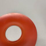 Round red wall light in metal and opaline glass in the Stilnovo style, 20 cm, Italy, 1960s
