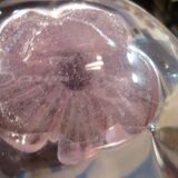 Daum france glass ashtray/pouch in glass paste signed "anemone" decor 70's