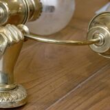 ART DECO brass wall light, two glass globes