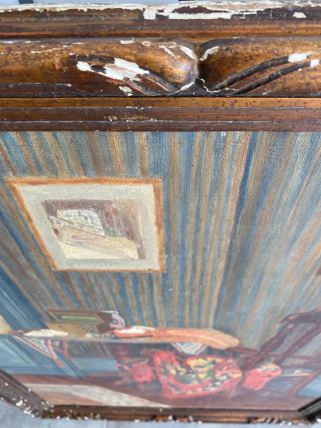 Oil on canvas inside the shawl