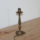 Vintage lamp base in patinated gold metal – foliage decor – 25 cm