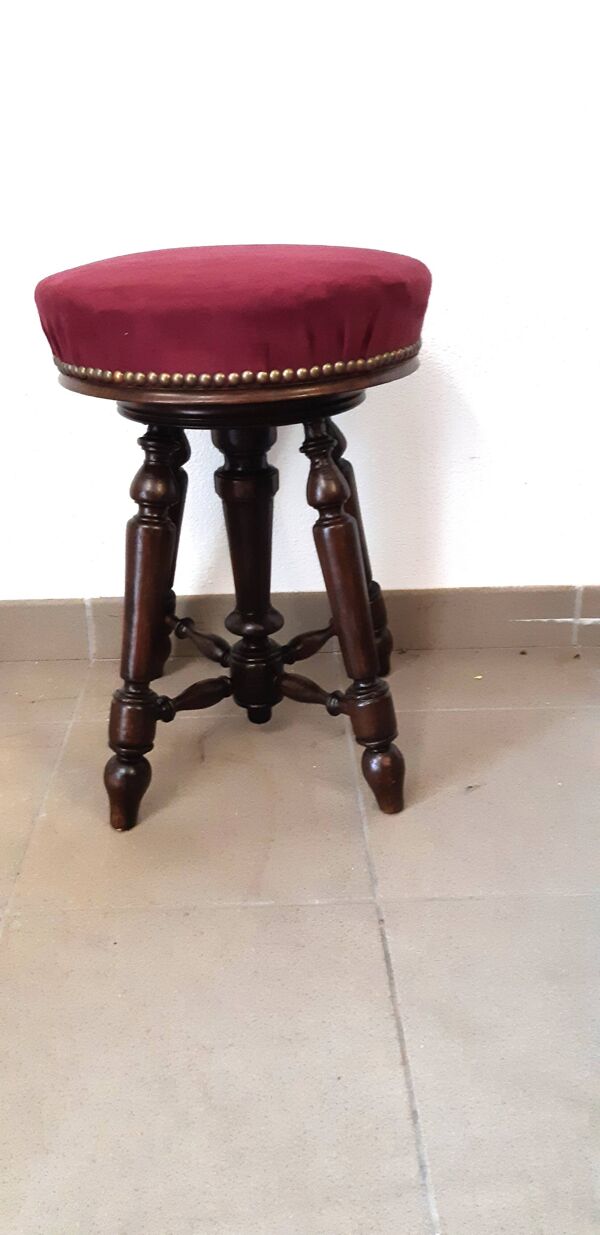 Tabouret de piano Napoleon III à quatre pieds tournés ,restauré d'époque