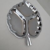 Plat inox , forme feuille compartimenté , pour présentation