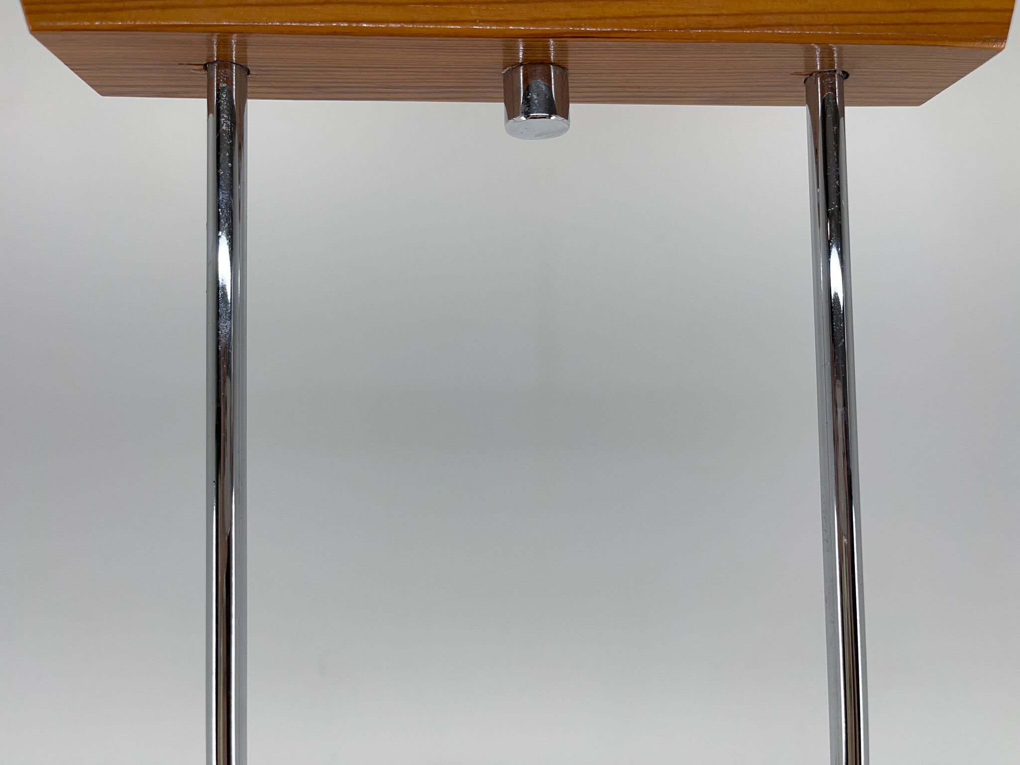 Lustre en bois, chrome et verre des années 1970 par Elektroinstala Decin, étiqueté
