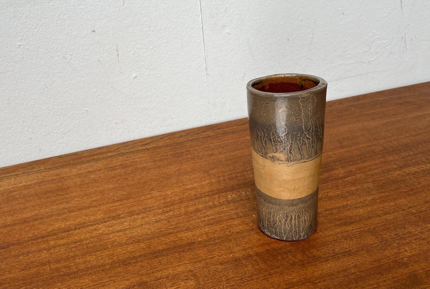 Vintage German brutalist studio pottery vase, 1979