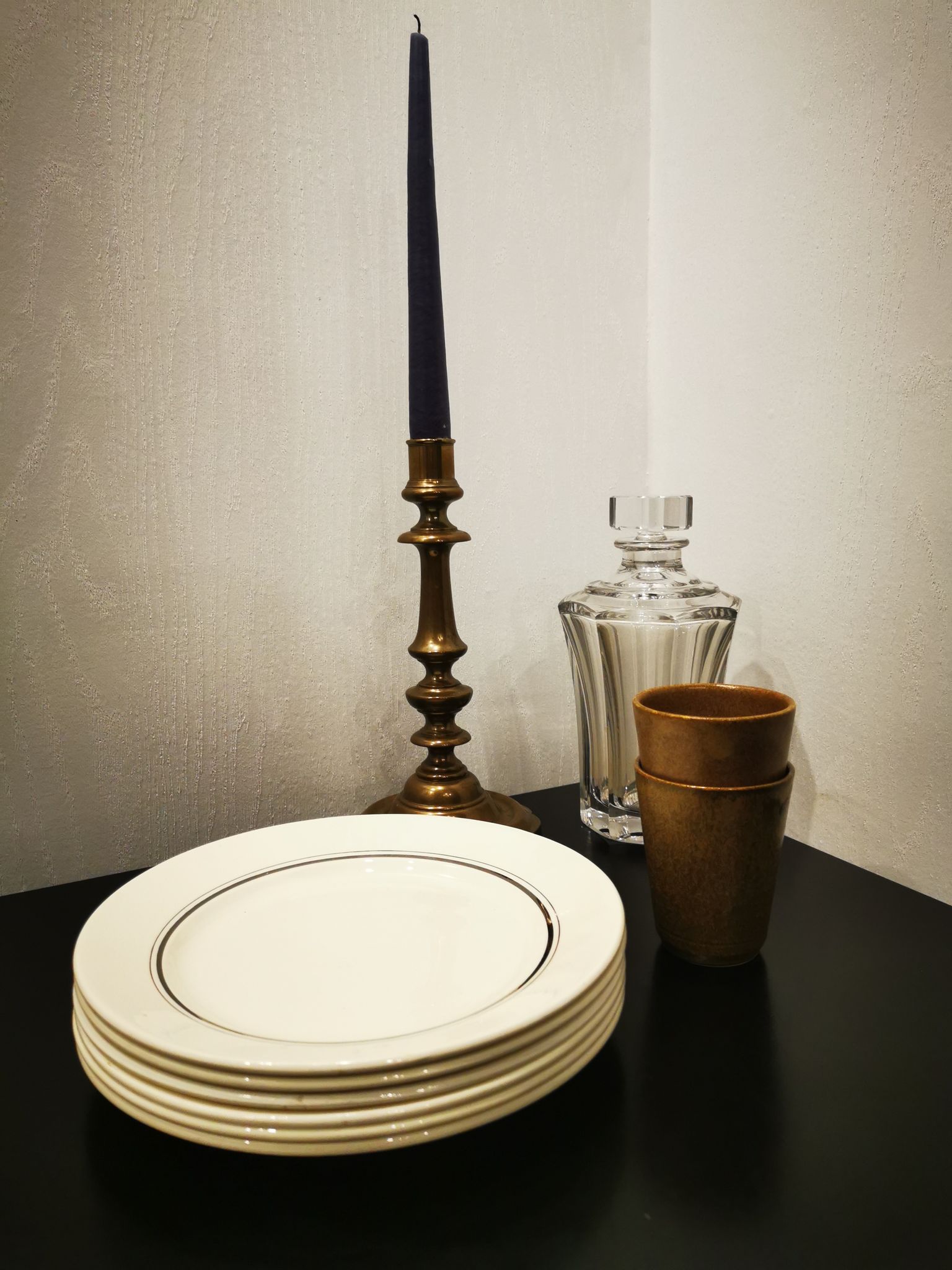 Lot de 6 assiettes plates anciennes liseret argenté