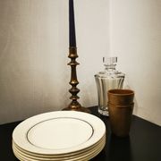 Lot de 6 assiettes plates anciennes liseret argenté