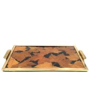 Hollywood regency brass and leaves resin tray, Montagnani Firenze Italy 1970s