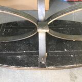 Oval wrought iron and slate coffee table in 1960/ 1970