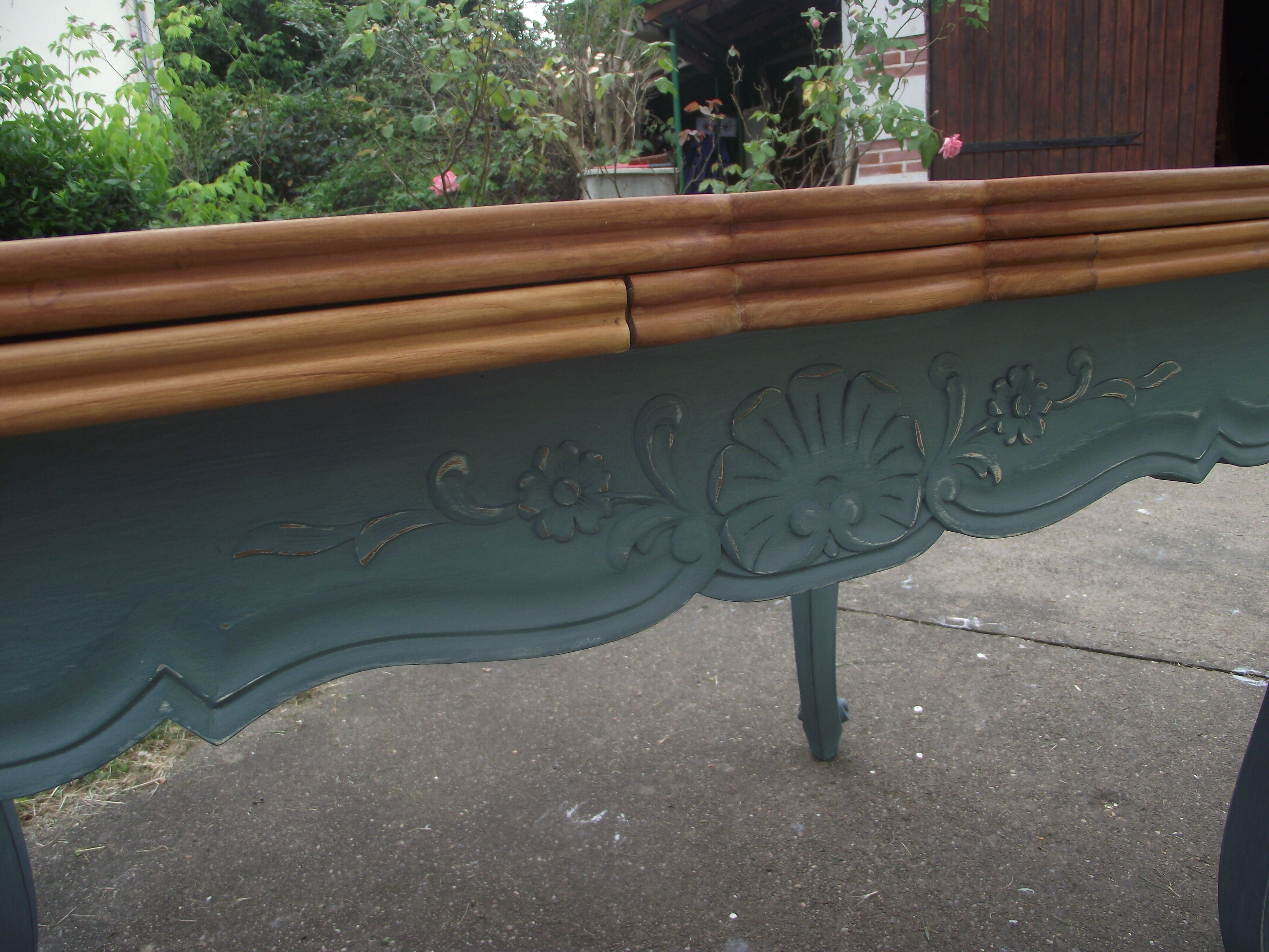 Louis XV-style extension table in solid cherry.