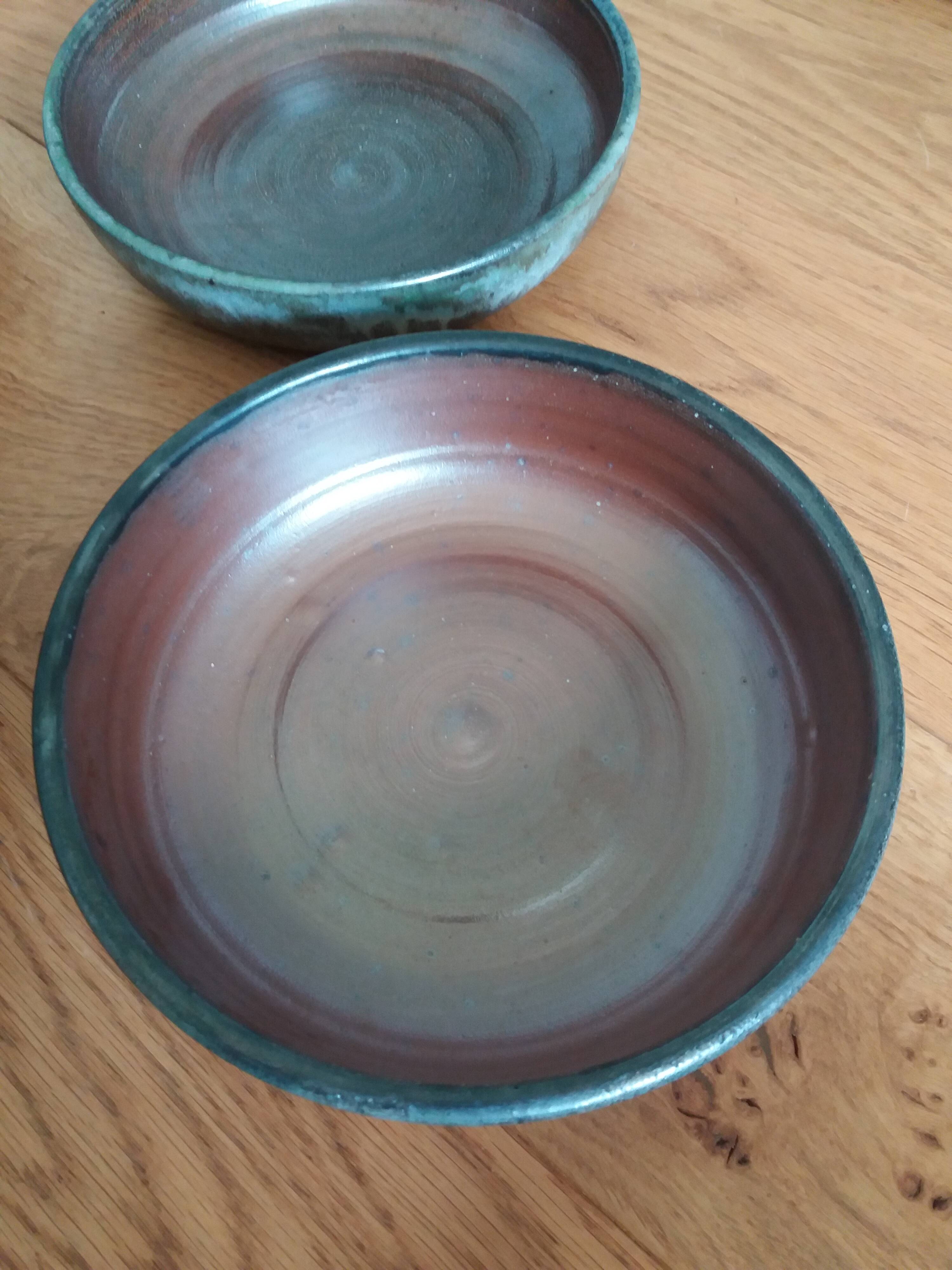 Bouffioulx soup plates plates signed Maurice Pitot Belgium