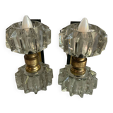 Pair of 1930s wall lights, Italian work, Murano glass and brass