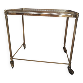 Vintage brass and glass rolling trolley