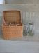 6 water glasses + basket