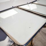 Beveled triptych barber mirror
