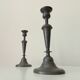 Pair of large old candlesticks in solid pewter