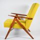 Fauteuil vintage original restauré des années 60, jaune, teck