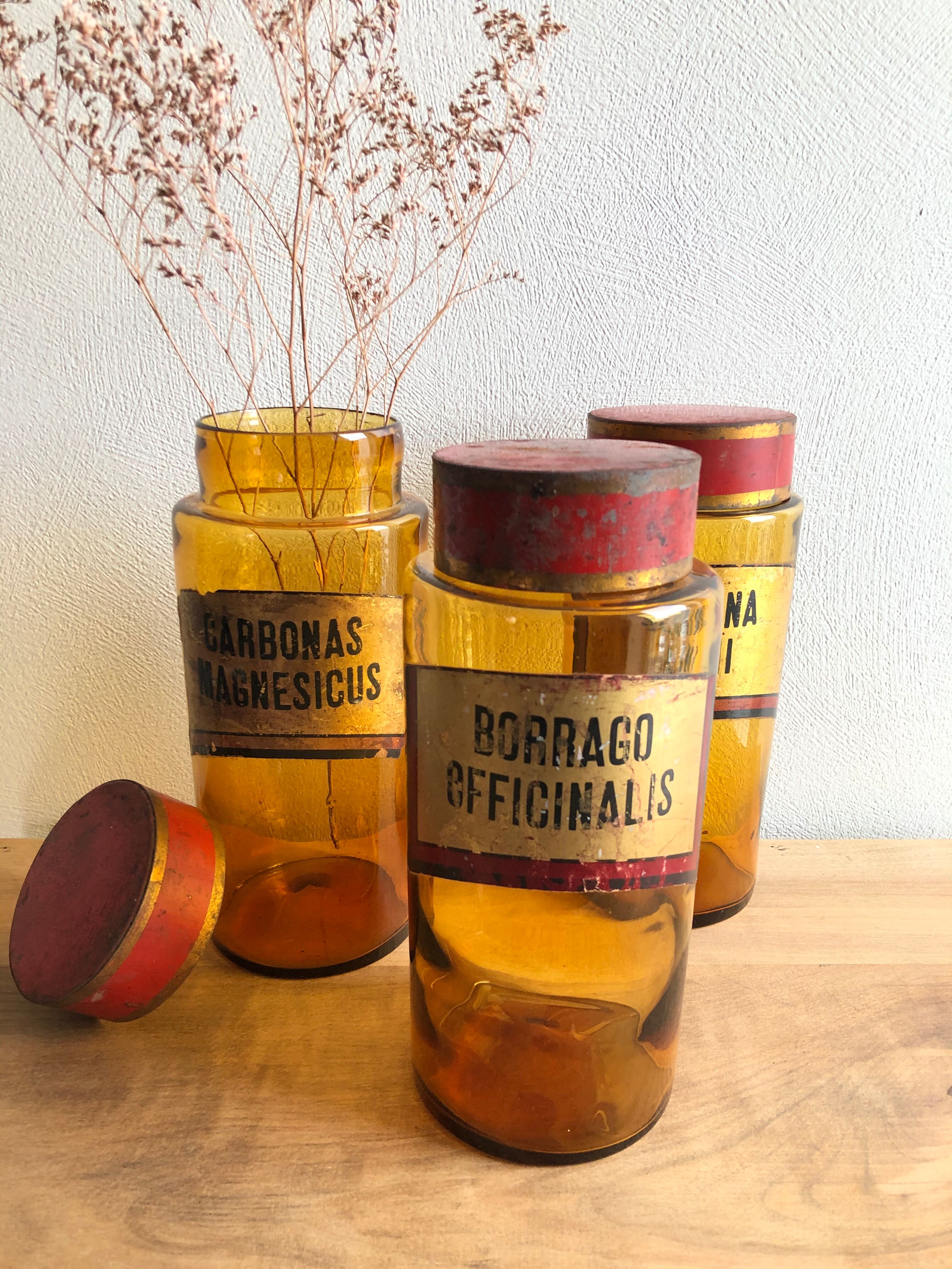 Old pharmacy bottle "Borrago Officinalis" brown glass