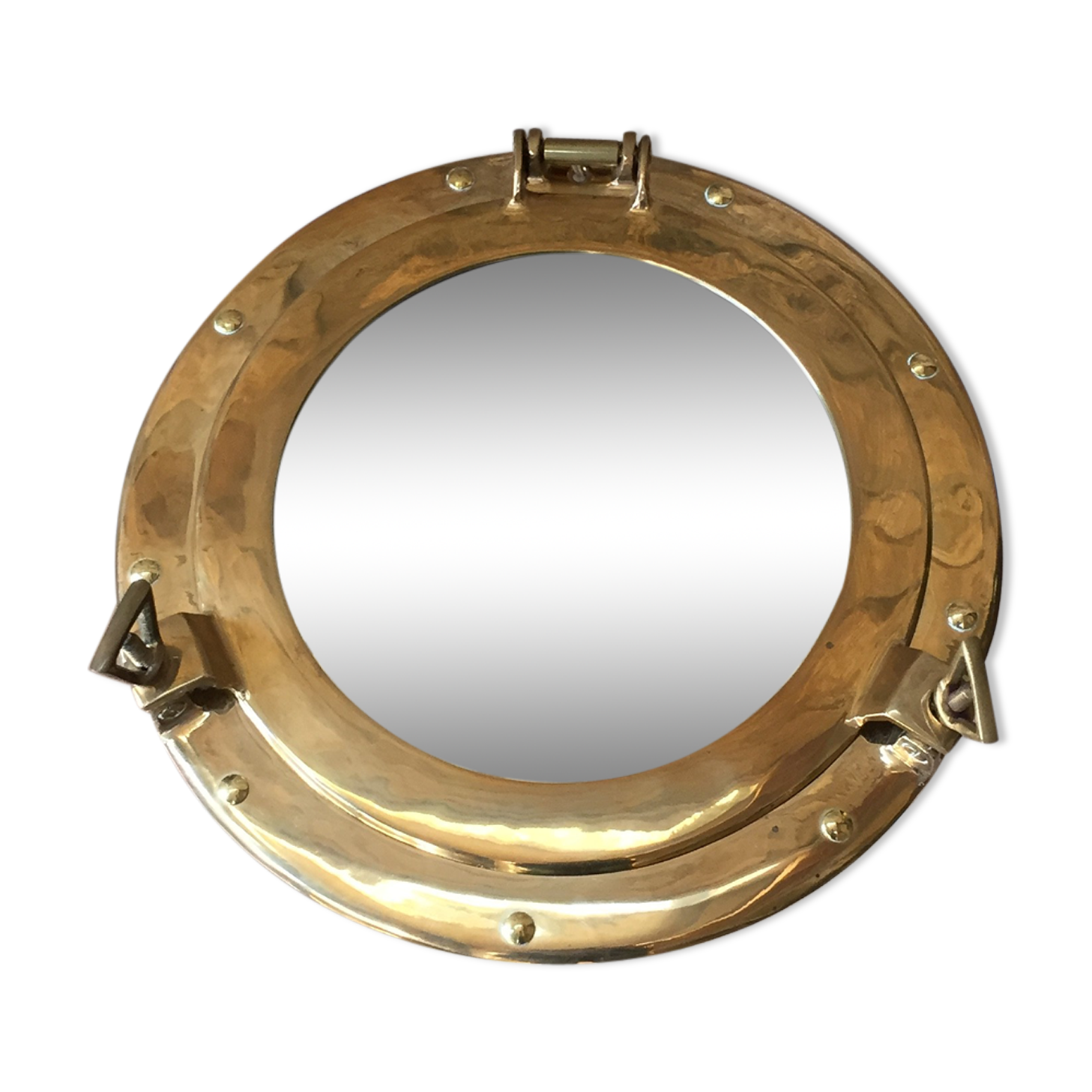 Brass porthole mirror  29x29cm