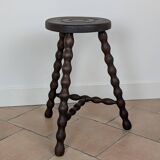 Tabouret/porte plante tripode bois tourné