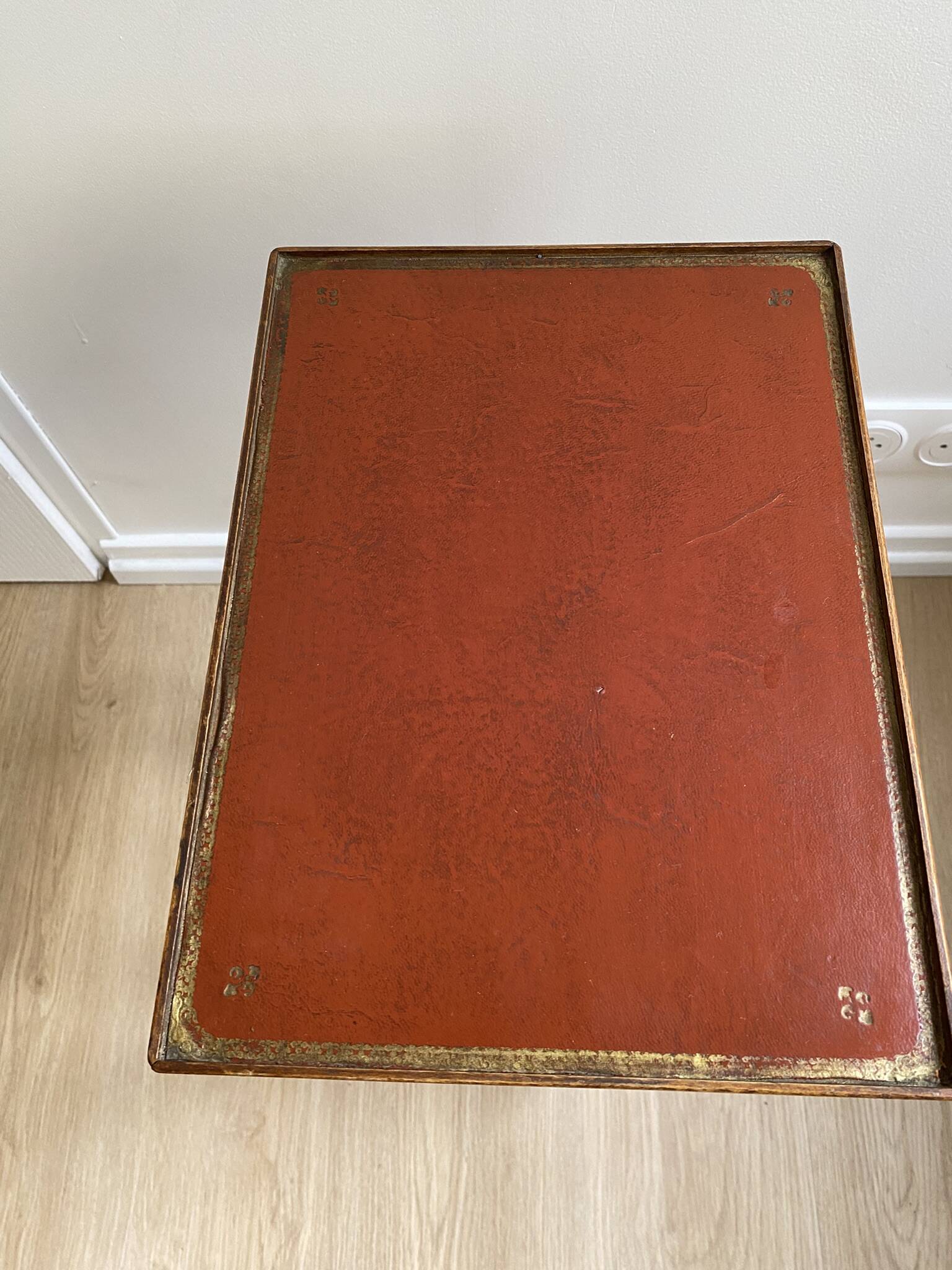 Small bedside table, nightstand, two-top ash plant stand with discreet drawer