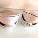 Set of six white bowls with blue edging from the Sarreguemines faience factories / vintage 70s