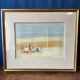 Pastel painting, family beach scene in Normandy signed Henri Reiter.
