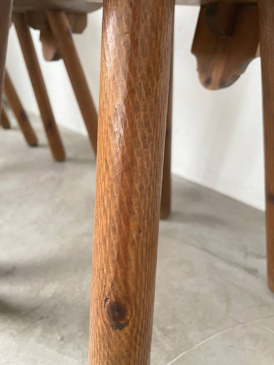 Set of 4 Savoyard pine chairs from the 60s