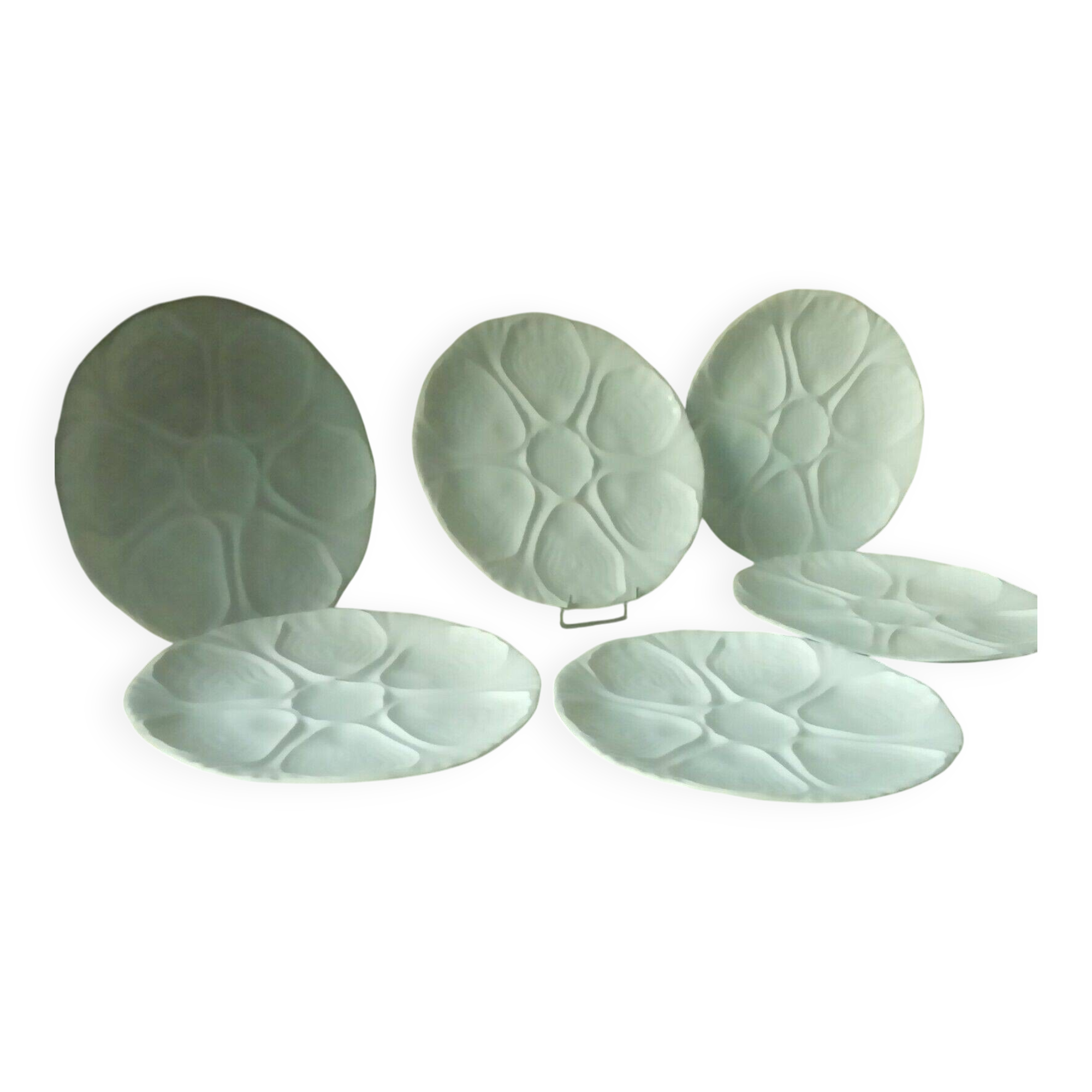 White porcelain oyster plates