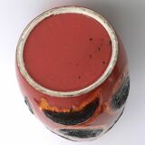 Handmade Orange, Red and Black Glazed Ceramic Vase, Germany