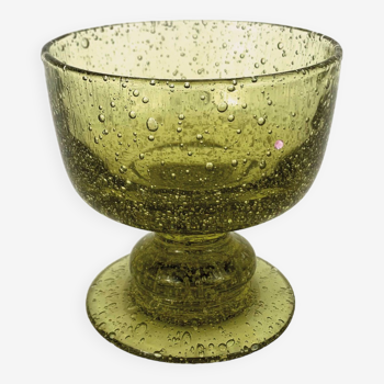 Coupe, verre ou photophore en verre soufflé vert