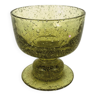 Coupe, verre ou photophore en verre soufflé vert