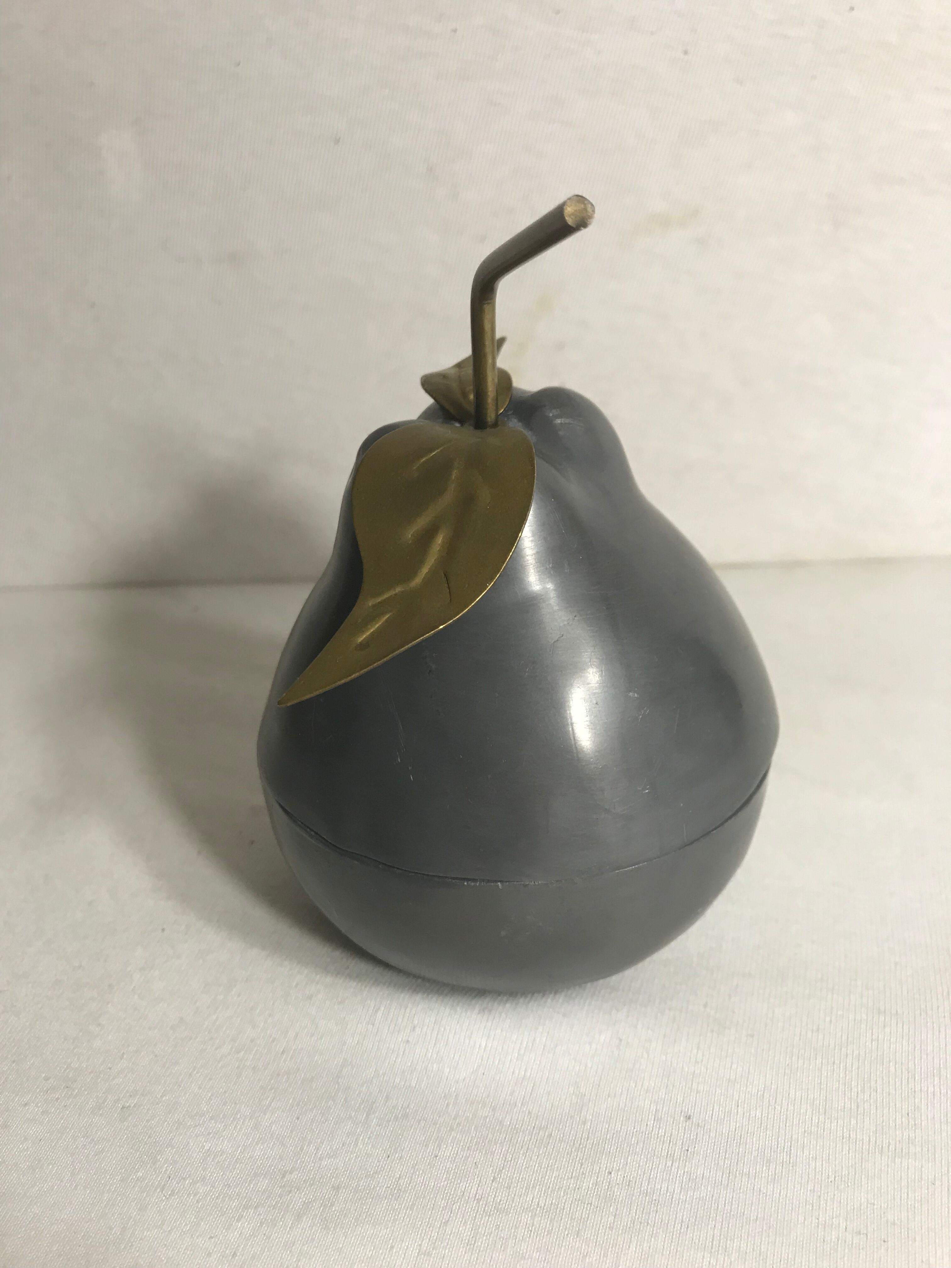 Bonbonniere box shape metal Tin and brass vintage PEAR