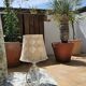Table lamp - glass foot and hook lampshade 70s