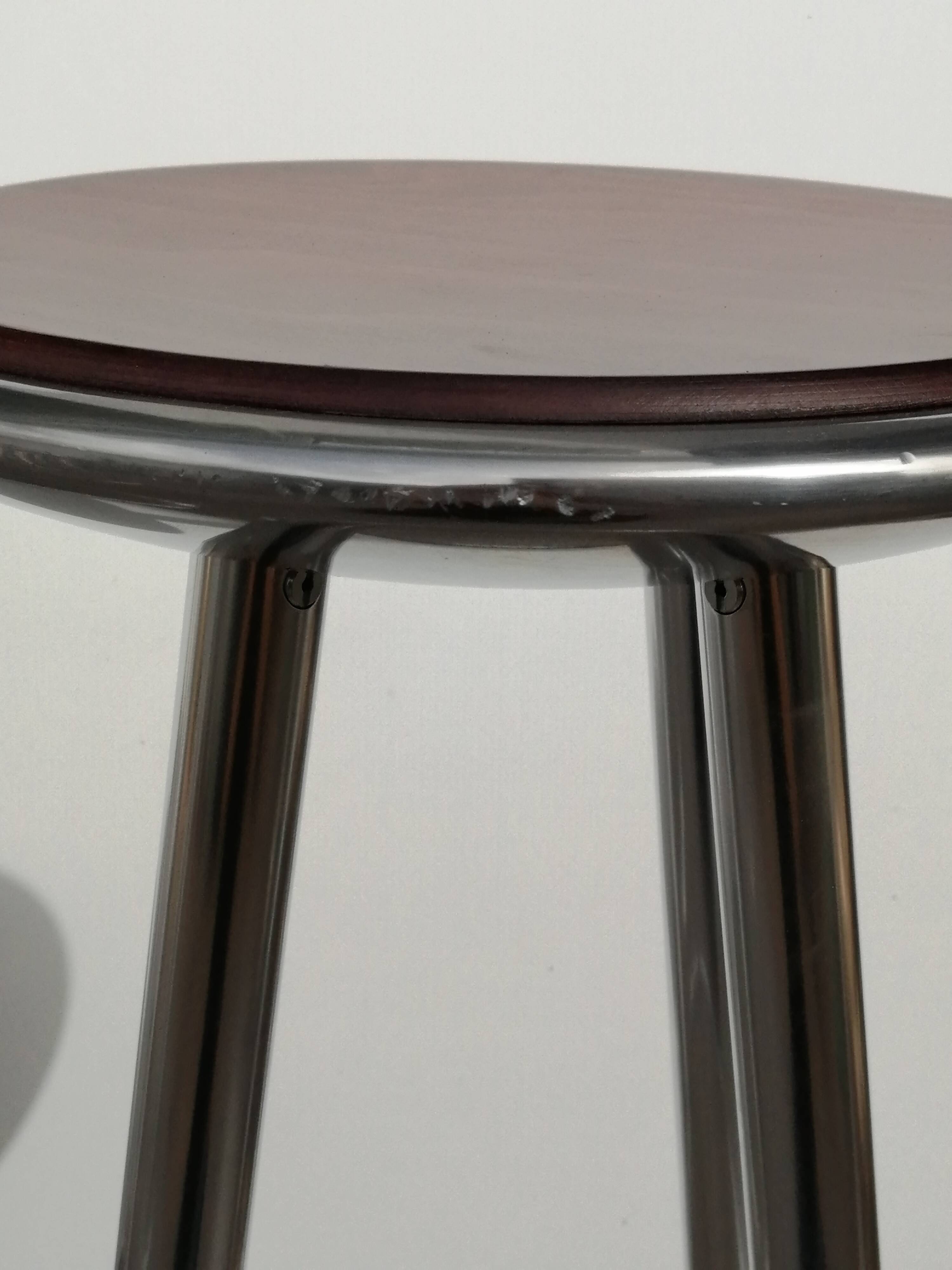 Set of 6 aluminum and wood bar stools in the Amat-3 style for Knoll, vintage 1990