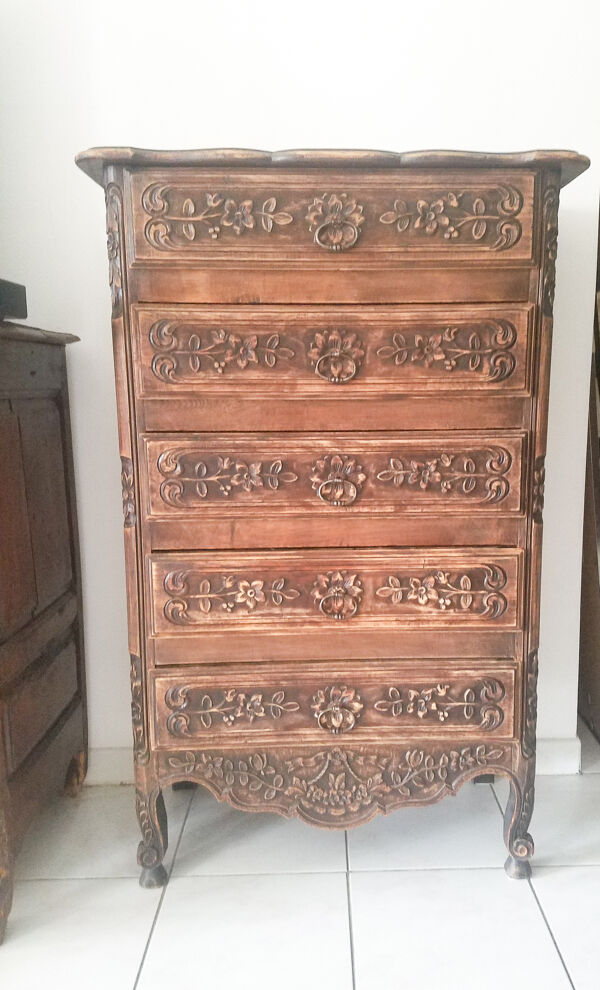 Chiffonier haute de style Louis XV provençal arlésien