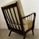 Set 2 old designer fireside chairs from the 50s wood and vintage fabric