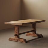 Solid pine dining table – Handcrafted, around 1970