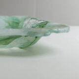 Vintage Murano Glass Tray in Green and White Swirls - Handmade Italian Glass, Mid-Century 1970s