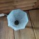 Bedside lamp patinated golden brass tulip glass Clichy bluish
