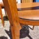 6 vintage 1960s wooden bistro chairs with camel faux leather.
