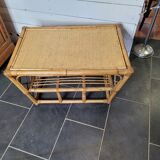 Table basse en rotin vintage