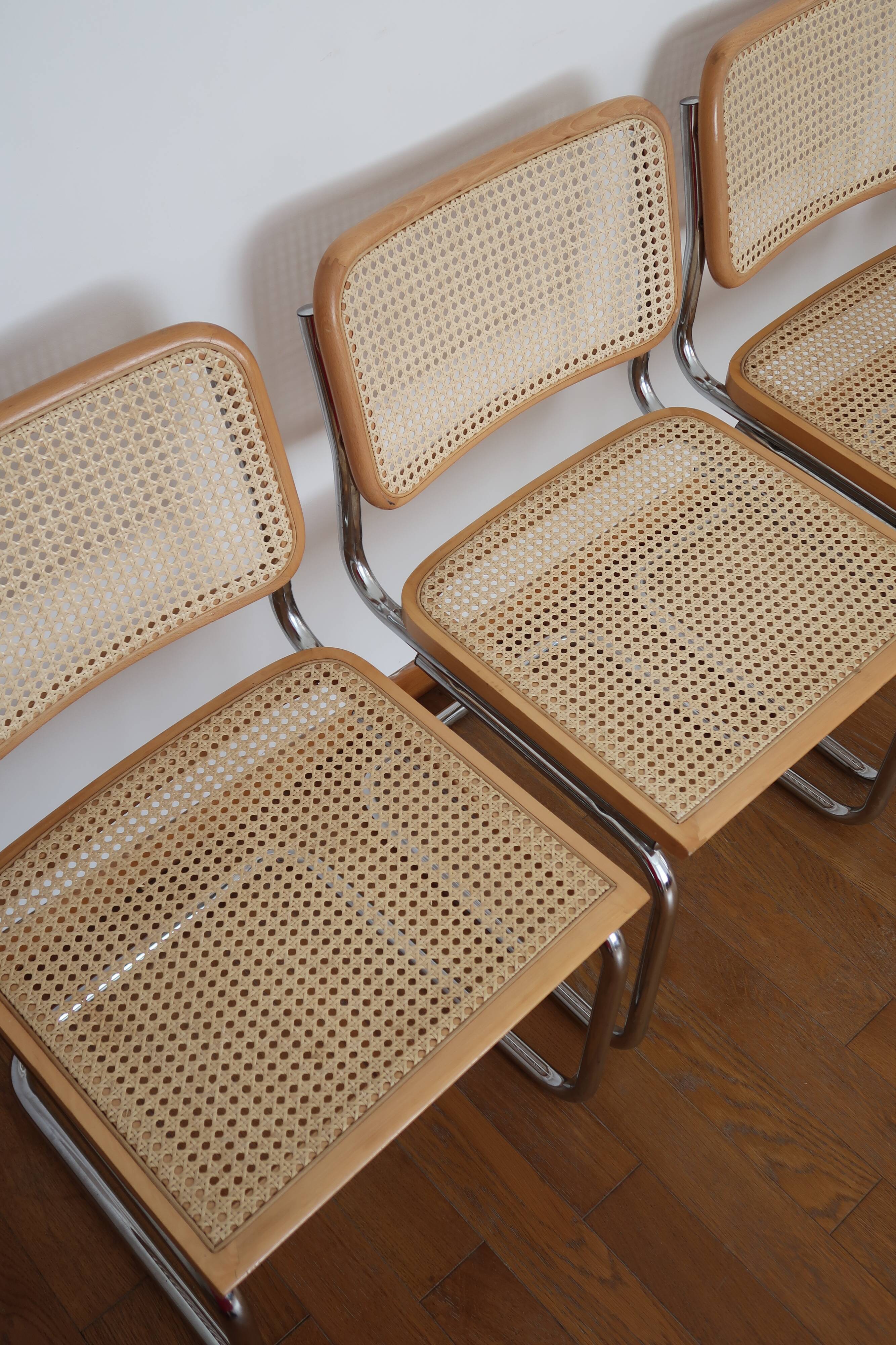 4 chairs cannage and chrome