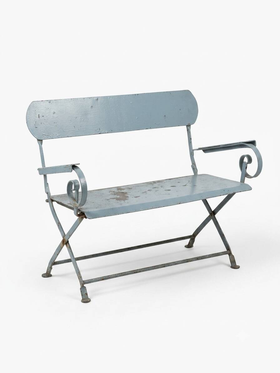 Banc de jardin ancien en fer forgé massif