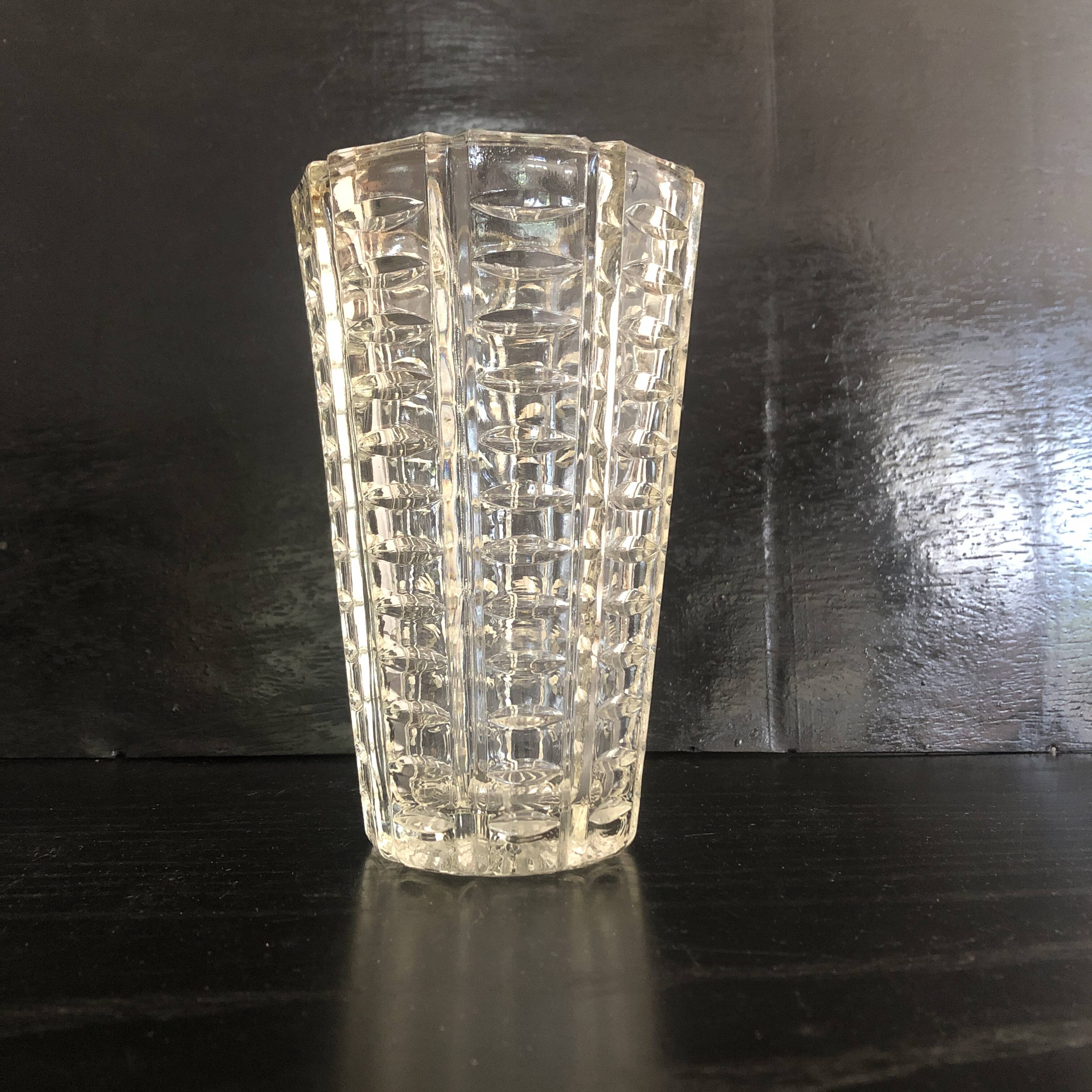 Chiseled glass vase