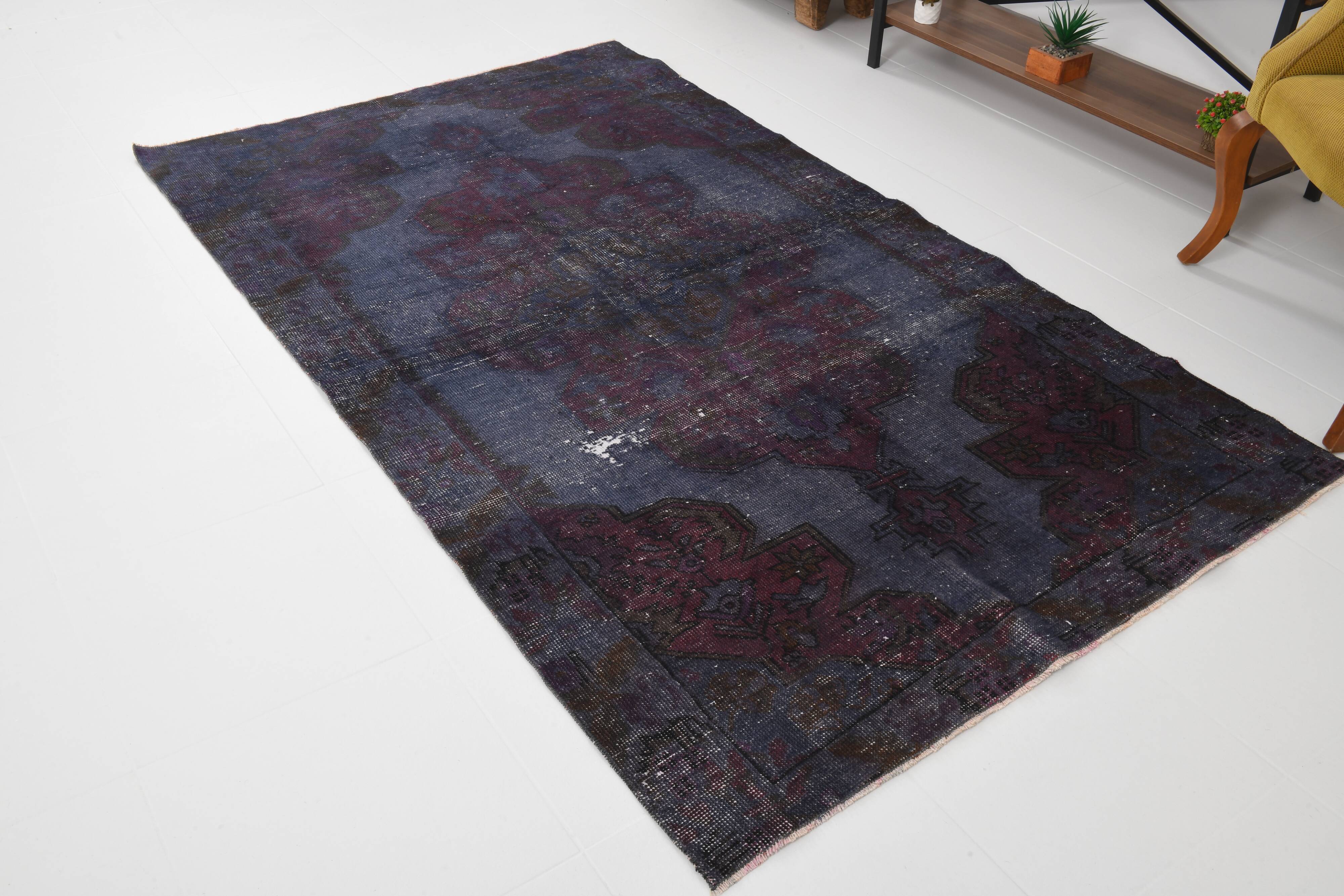4x7 Burgundy & Blue Oriental Classic Turkish Vintage Rug, 136x230Cm