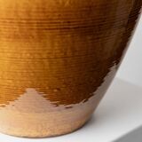 XXL Scheurich ceramic vase with beige-brown gradient glaze, jug with handle, 1970s Germany, vintage country-house decor