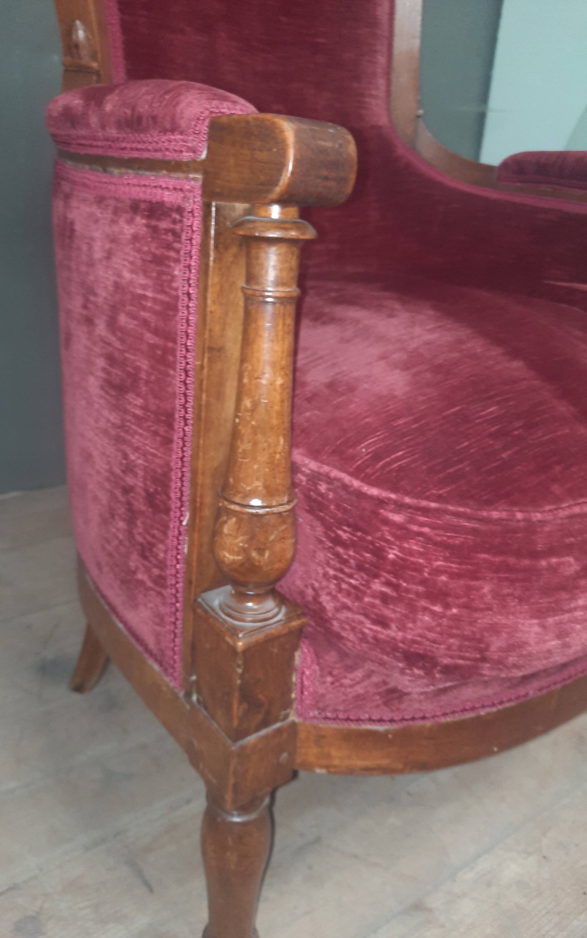 Directoire period bergère in red velvet.